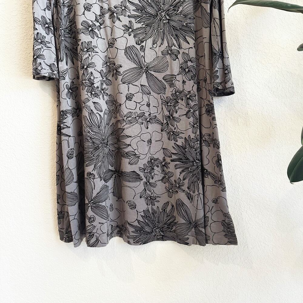 Bryn Walker Jersey Knit Tunic Dress Large Floral Stretch Lagenlook Casual Artsy - Picture 3 of 8